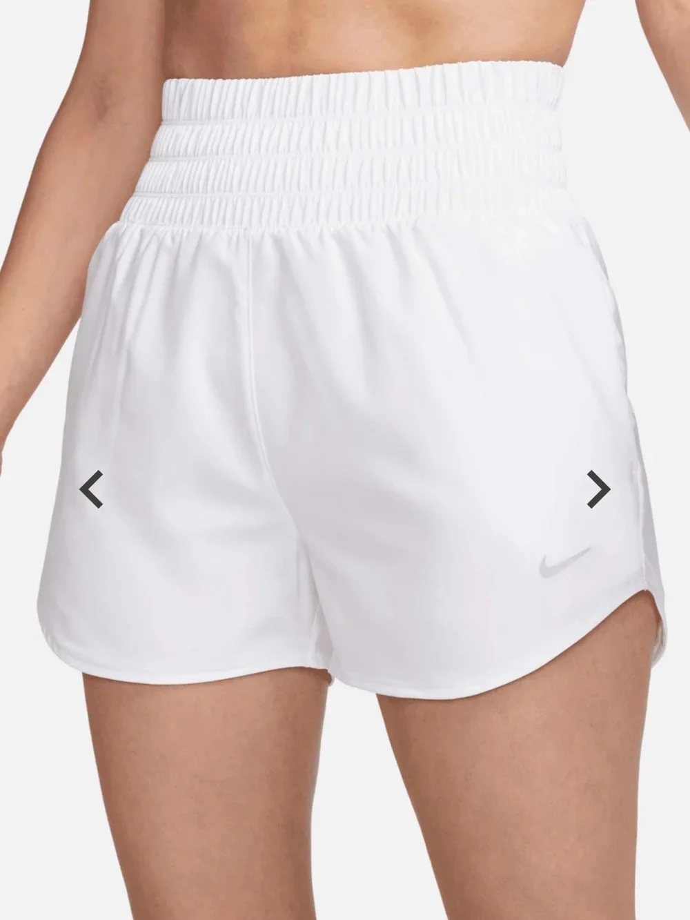 Nike Women’s White Smocked-Waist Athletic Shorts
